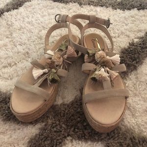Platform Fringe Tassel Sandals Size 7